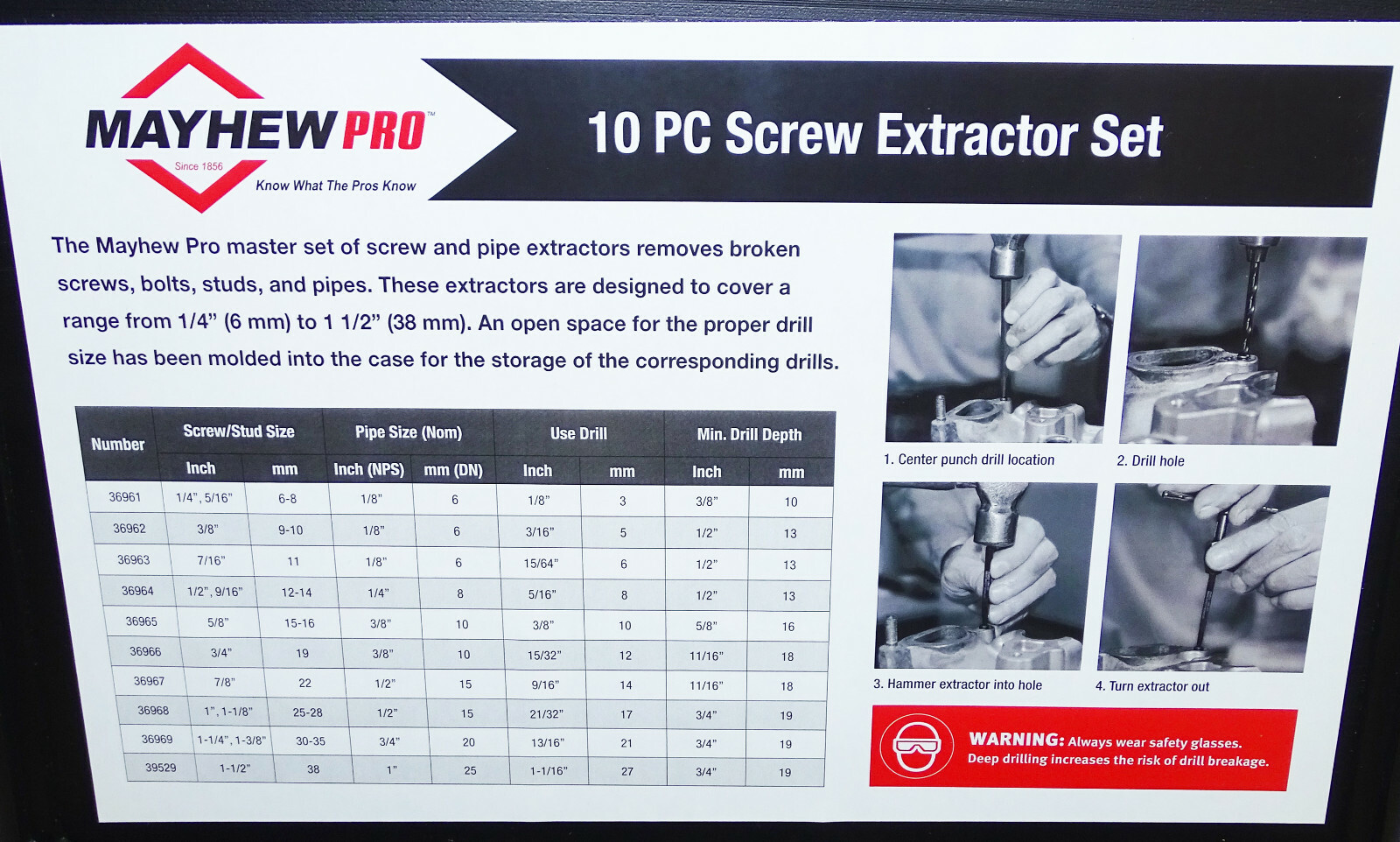 PIPE & SCREW EXTRACTOR SET – Made in the USA – Mayhew professional quality tools