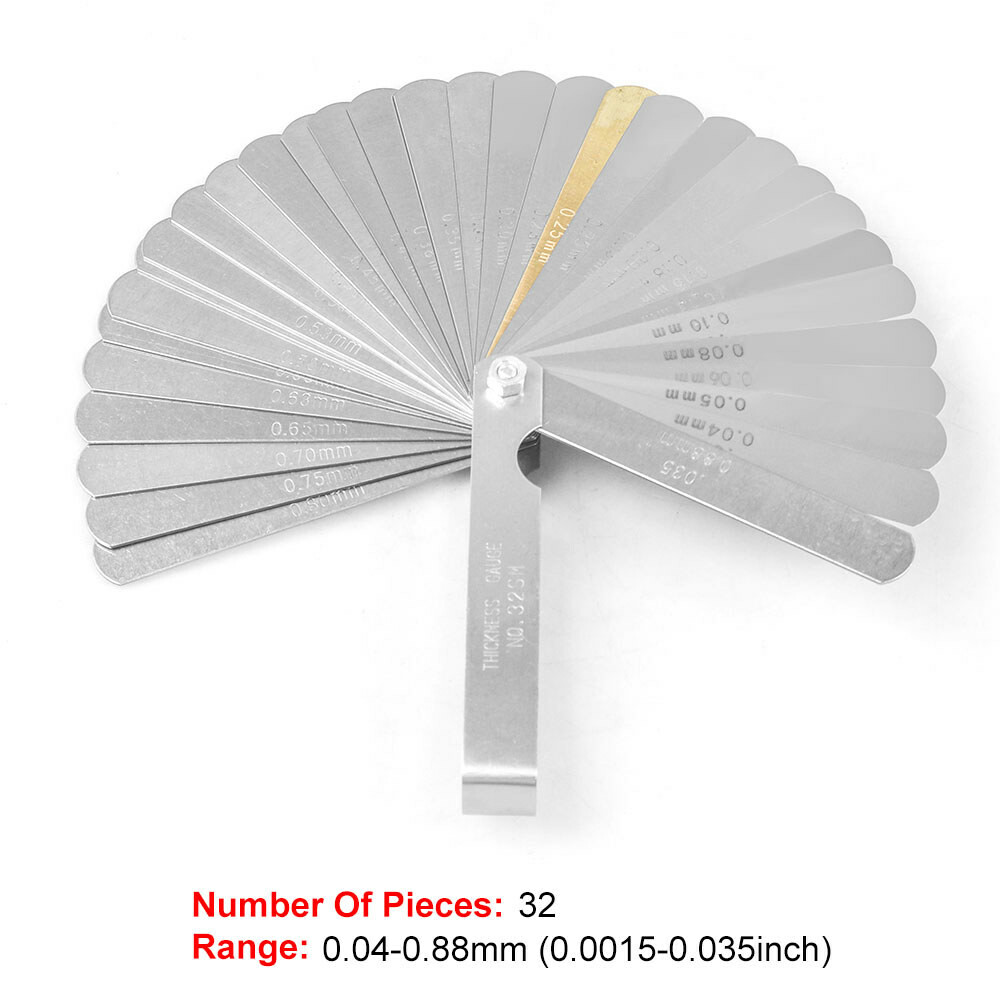 Steel Feeler Gauge Dual Marked Metric and Imperial Measuring Tool 0.04-0.88 mm