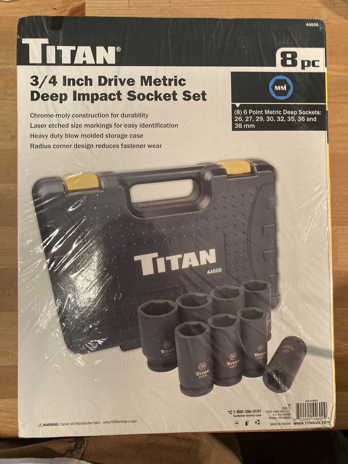 Titan 3/4” Drive Deep Impact Socket Set 26mm 27mm 29mm 30mm 32mm 35mm 36mm 44600