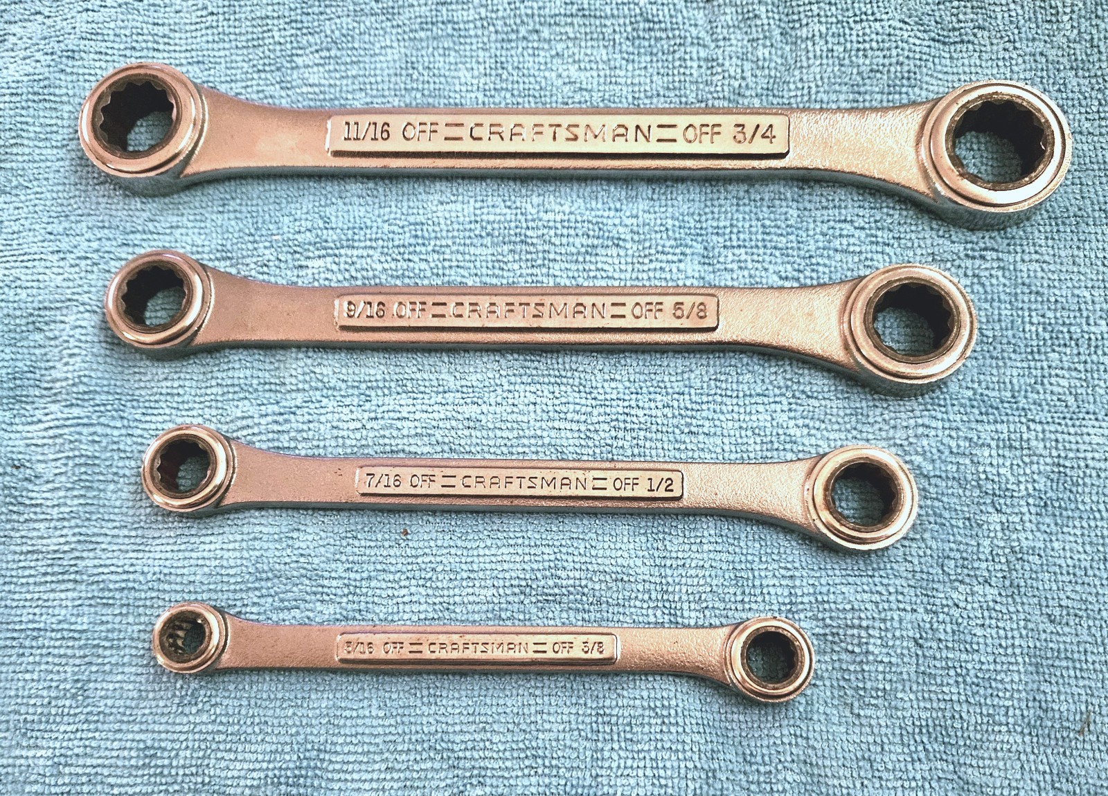 Craftsman SAE Double Box End Ratcheting Wrench Set VA 42593 Vintage Made In USA
