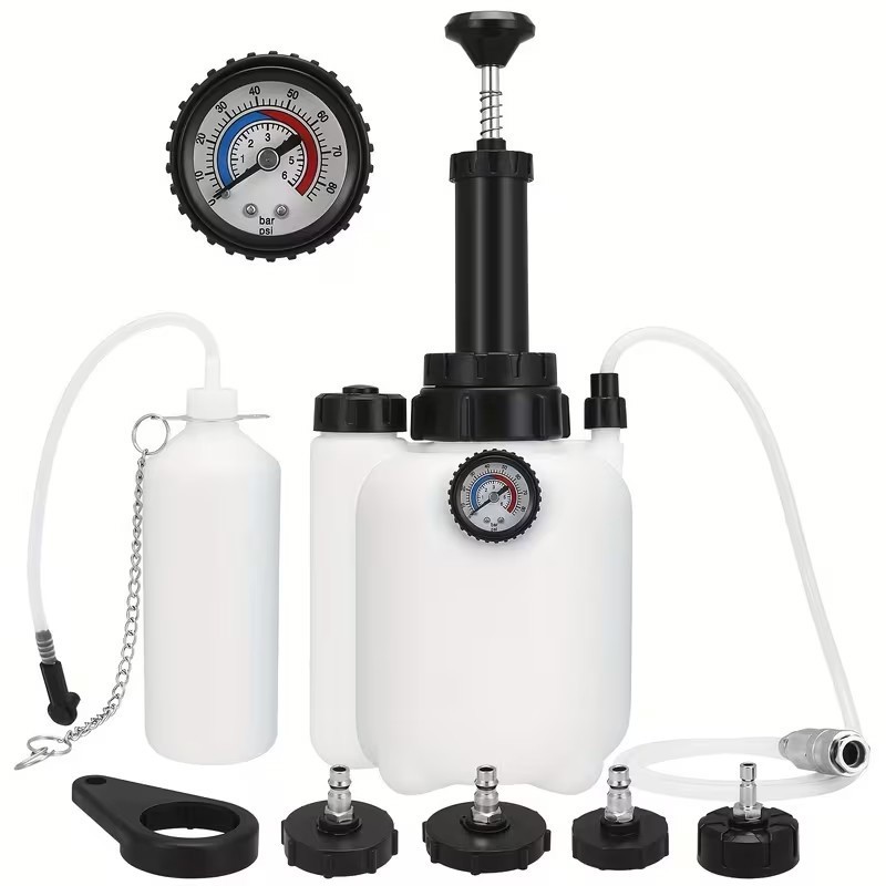 Manual Brake Bleeder Bleeding Clutch Fluid Kit & 4xMaster Cylinder Adapters