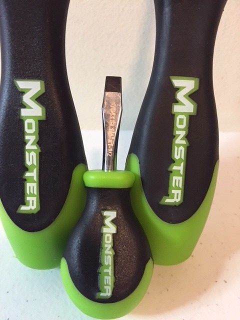 Monster Tools 3 PC Screwdriver Set Slotted 3/8″, Phillips PH3, Slotted Stubby