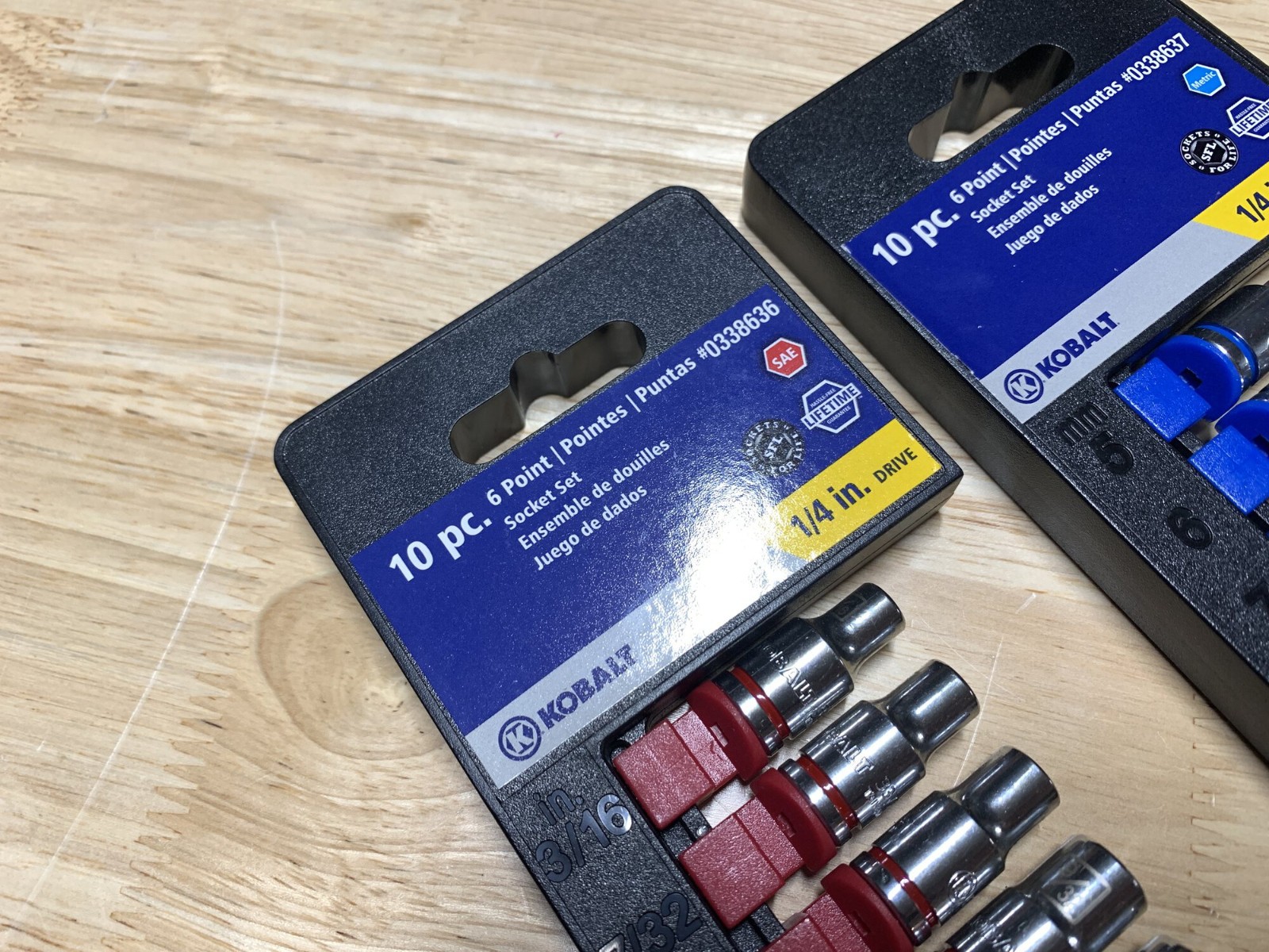 2 New Old Stock Kobalt 1/4″ Drive Socket Sets Metric & SAE 10-piece 6-point