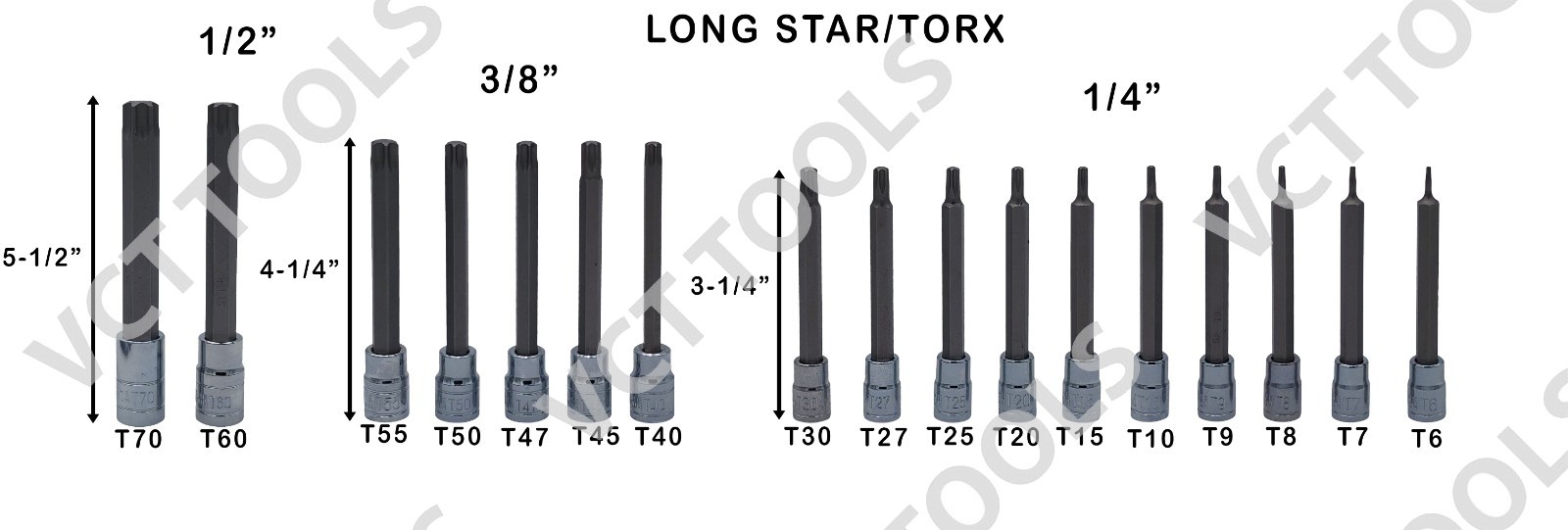 60pc Master Deep Extra Long Socket Set, Tamper, Torx, Torx Plus & E-Torx Set