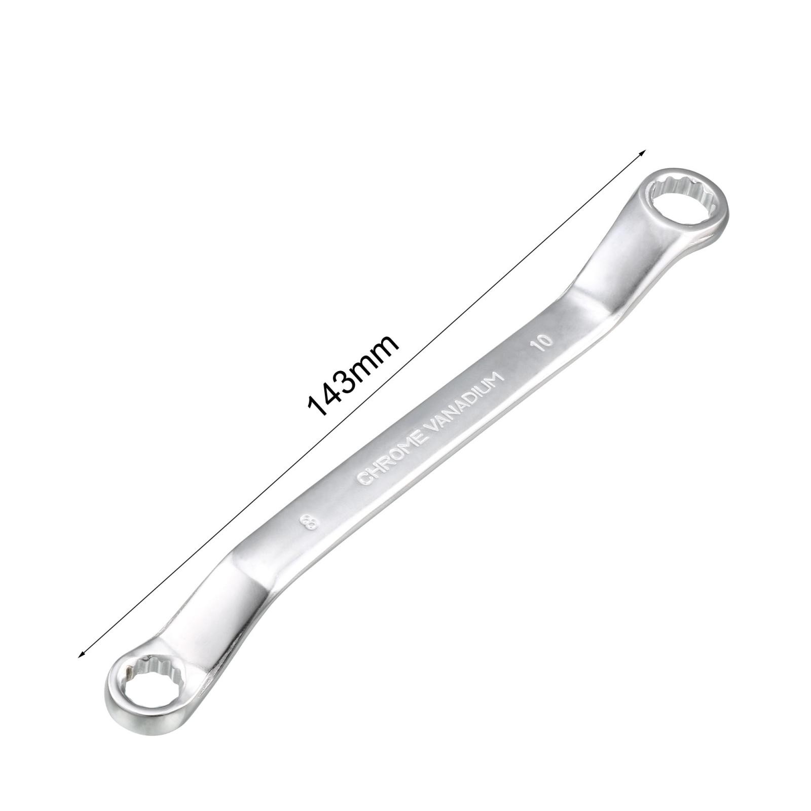 Metric 12 Point Offset Double Box End Wrench Chrome Plated Cr-V 8mmx10mm