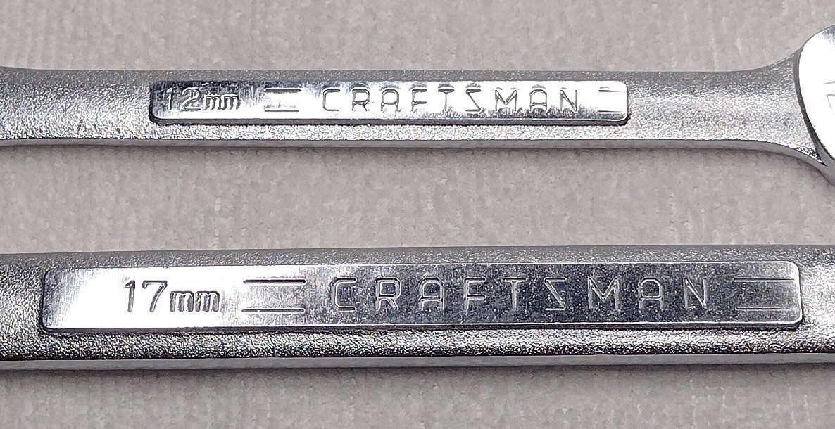 Craftsman BF Series 2pc Metric Combination Wrench Lot, 12mm; 17mm (42916; 42929)