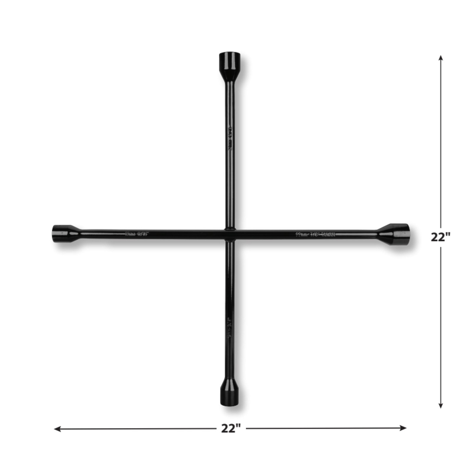 22 in 4-Way Lug Wrench Fits 7/8 15/16 1 1/16 in Steel Star Design Black