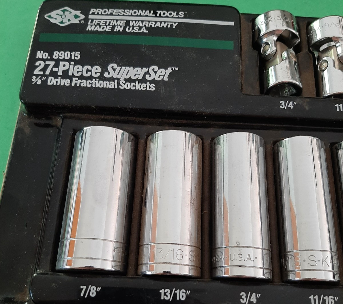 S-K SK Tools USA 3/8” Drive Deep Shallow SAE 27pc. Socket Super Set 6pt Point