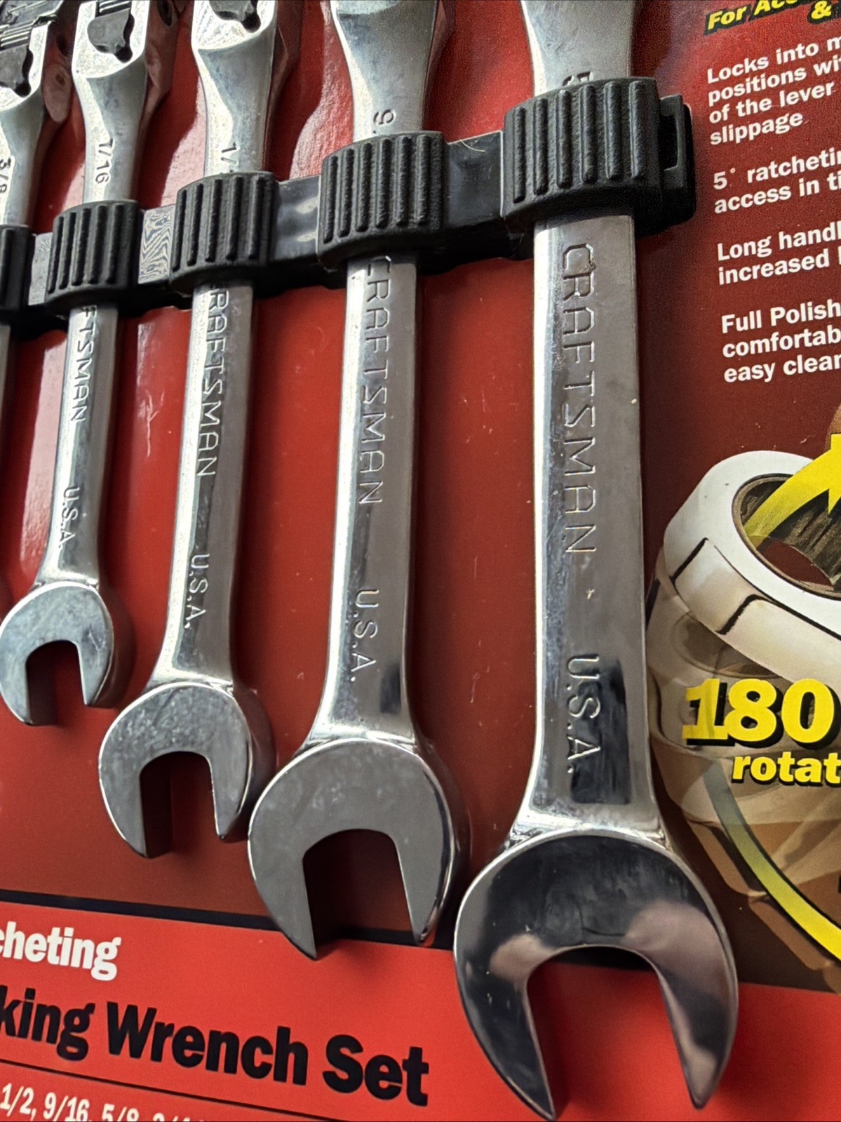 Rare Sears Craftsman USA Nos 7pc Locking Flex Ratcheting Wrench Set 42400