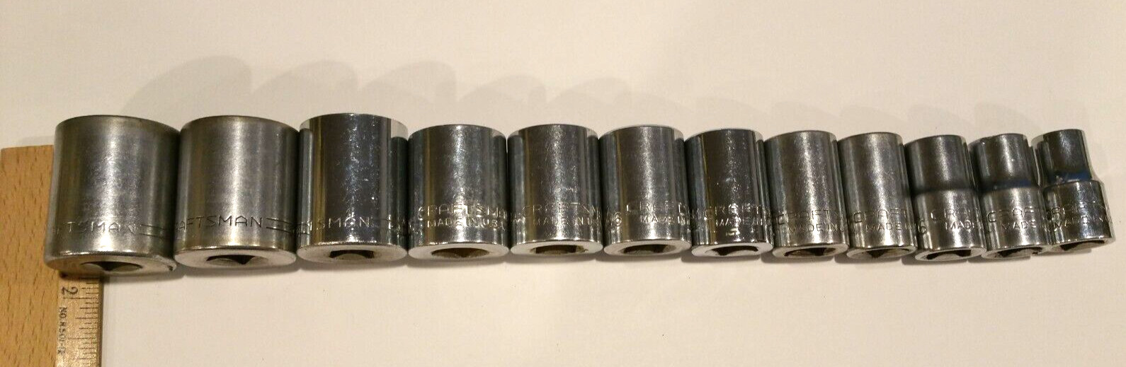 Craftsman 12 Pc Socket Set 1/2″ Dr 12 Pt Shallow 7/16″ to 1-1/8″ VV V USA
