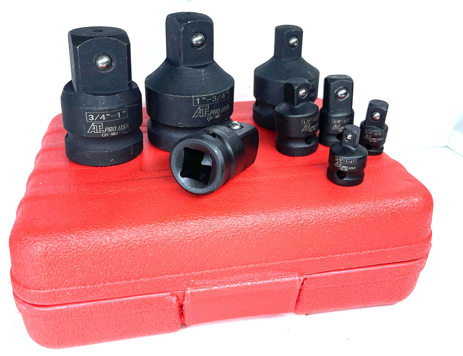 8Pcs Impact Socket Reducer Adapter Set Convertor Adaptors 1/4″ 3/8″ 1/2″ 3/4″ 1″