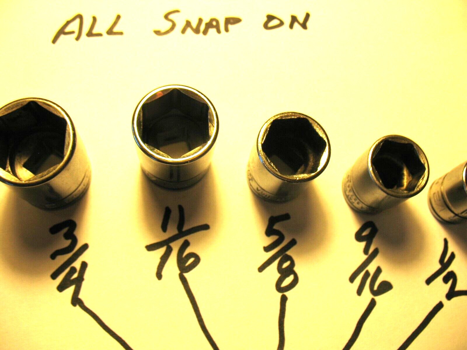 Snap On 3/8″ Dr. 7/16 -7/8 Shallow Sockets See Pictures For More Inf.