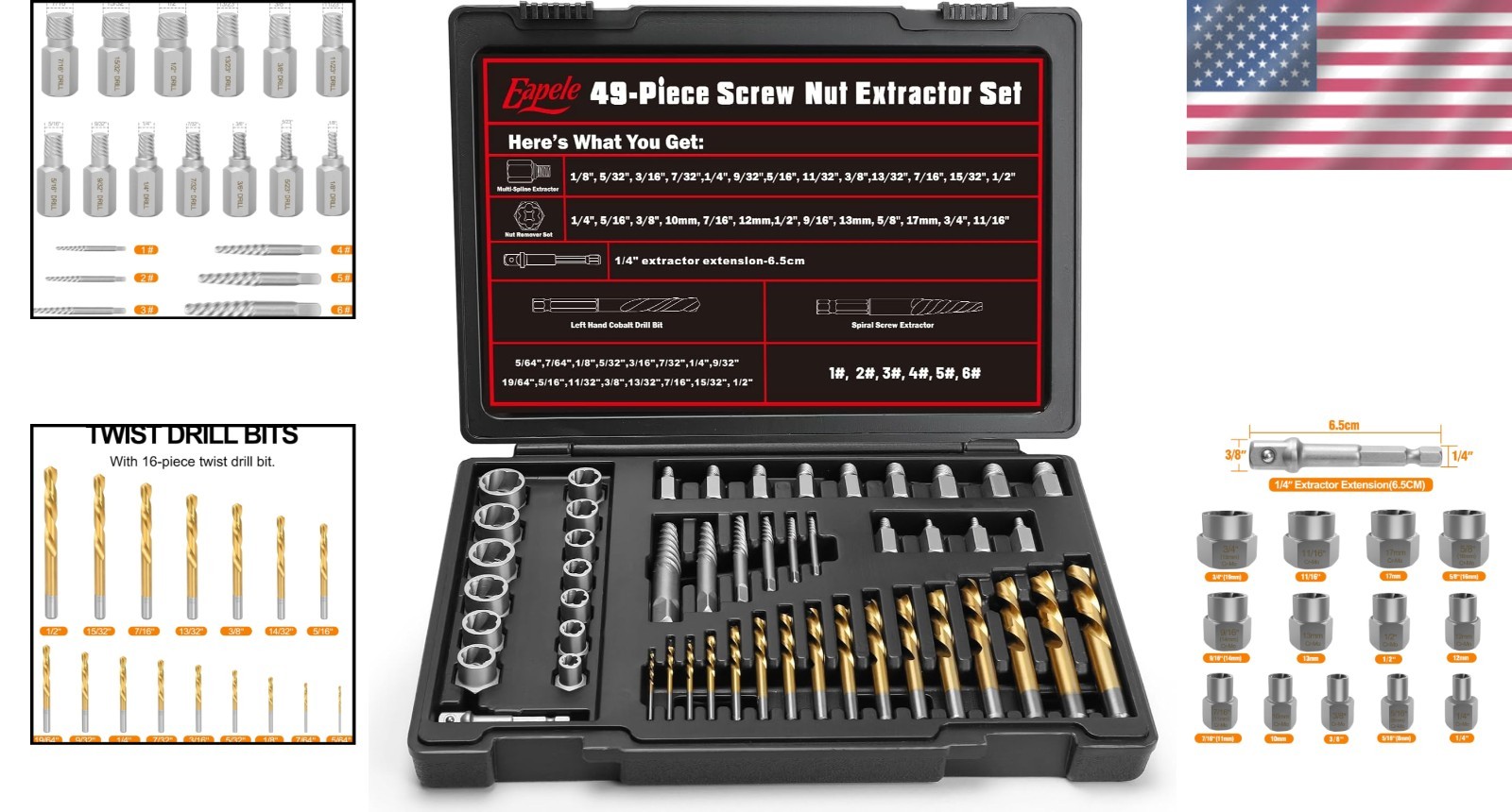 Precision 49pcs Golden Drill Bit Set – Bolt Extractor