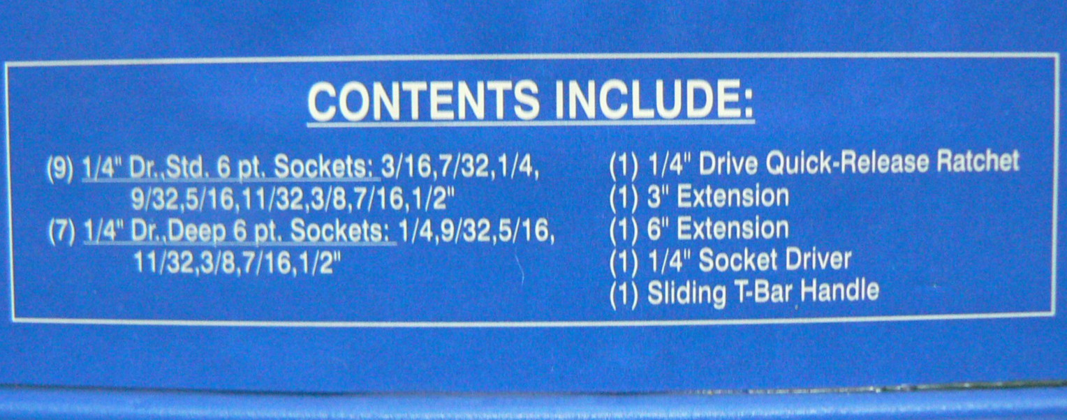 WESTWARD , 4PM01 , 1/4″ Socket Set, SAE., 21 pc. NEW. (M)