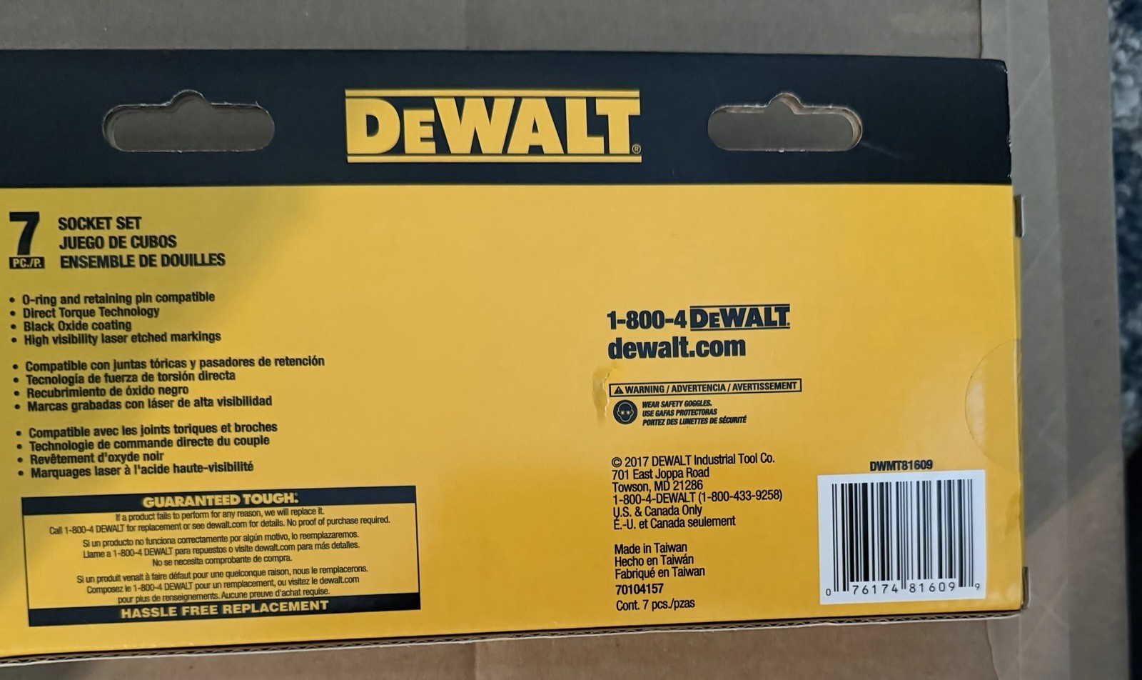 Brand new DeWalt seven piece socket set 13 to 19