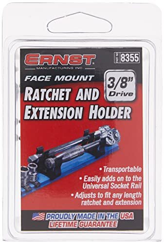 Ernst 8355 3/8 Face Mount Ratchet & Extension Holder – Black-3/8