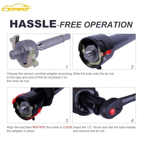 Inner Tie Rod Removal Tool Kit with 12 Crowfoot Adapters – 1/2″ Drive Set for Ca