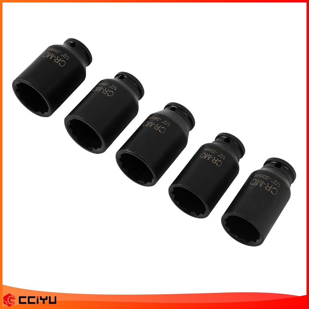 1/2″ Deep Spindle Axle Nut Socket Set 12 POINT METRIC 30 32 34 35 36mm 5pcs
