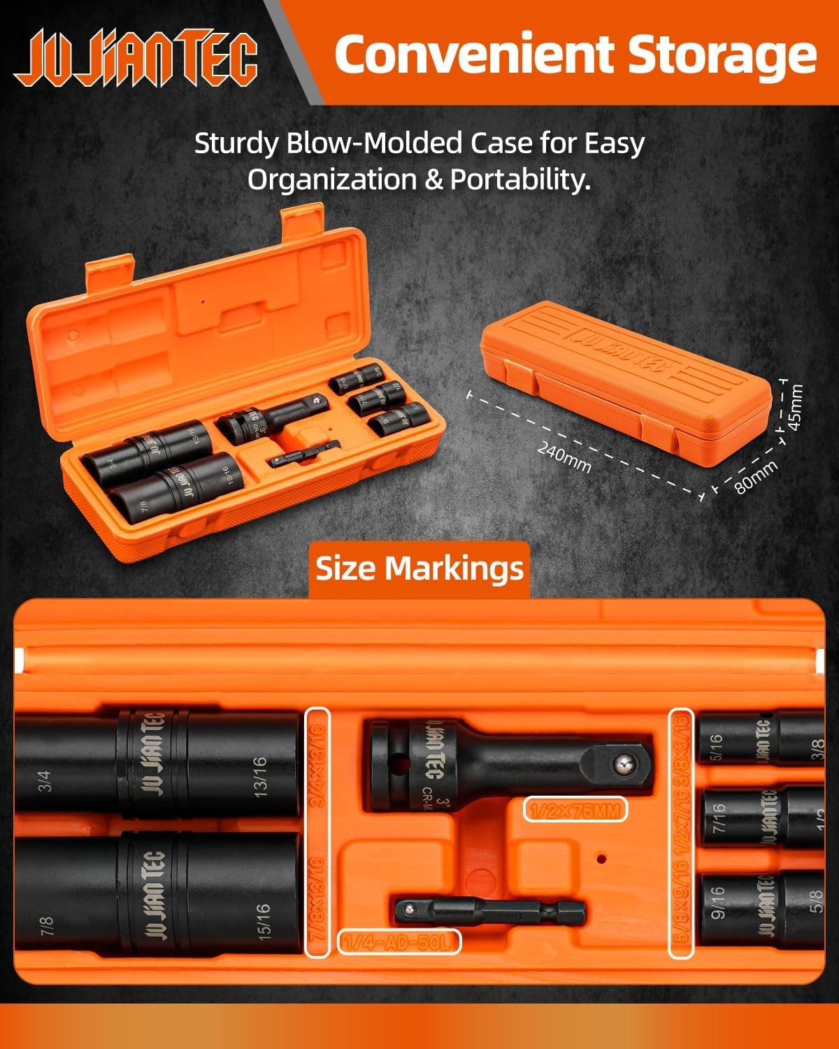 Impact Socket Set, 7 Piece, Driver Flip Socket, Five Sockets with…