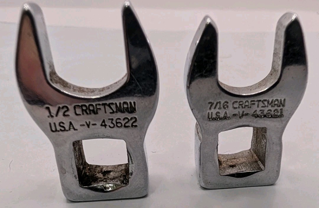 Craftsman 7/16” & 1/2” SAE 3/8 Drive Crowfoot V- 43622, V-43621 Used.