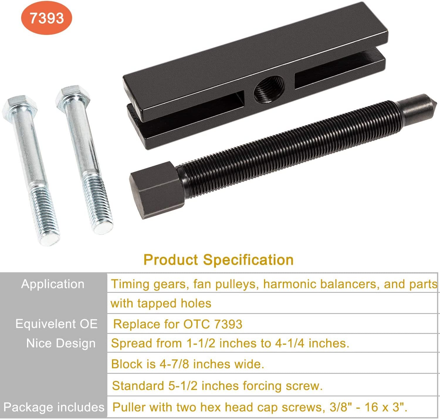 7393 & 522 Large Gear and Pulley Puller for Timing Gears Fan Pulleys