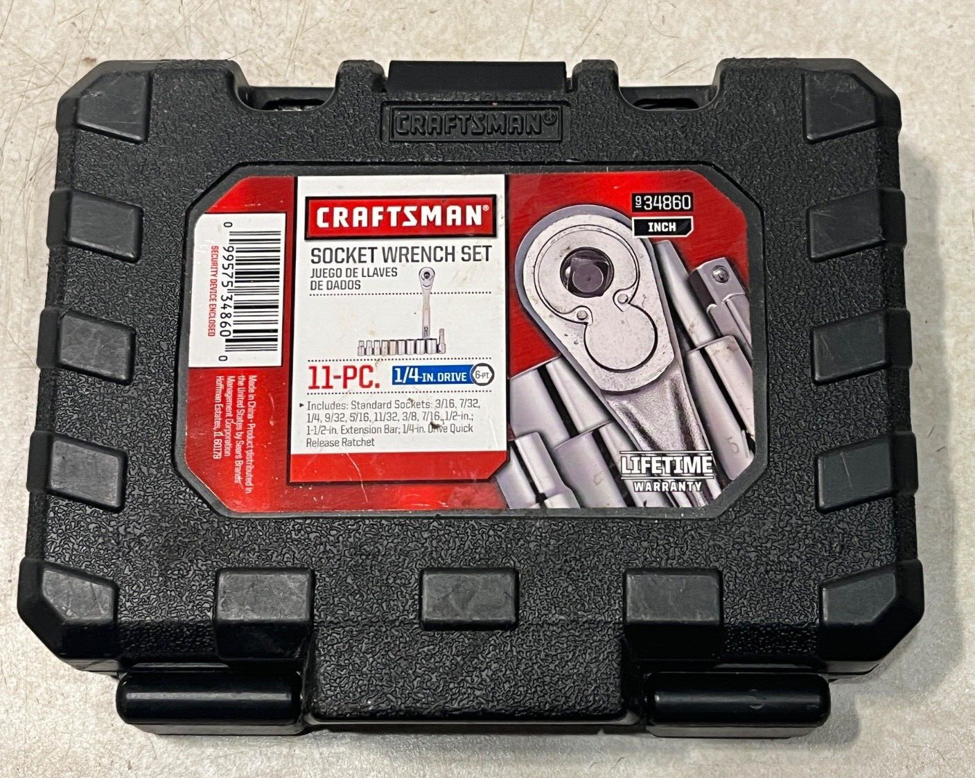 Craftsman 9-34860 SAE 11 Pc 1/4” Drive Socket & Ratchet Wrench Set