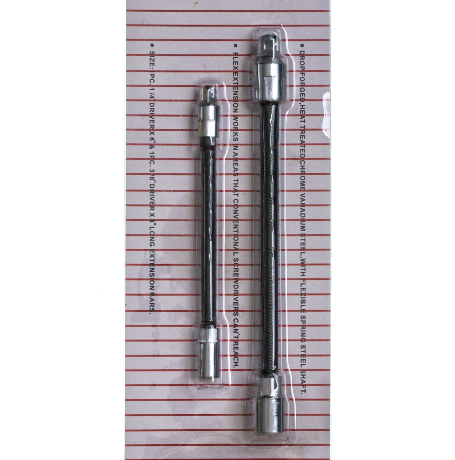 2 PC Flexible Extension Set – 1/4″ DR. 6 Inch Flex Ext. & 3/8″ Drive 8 In. Long