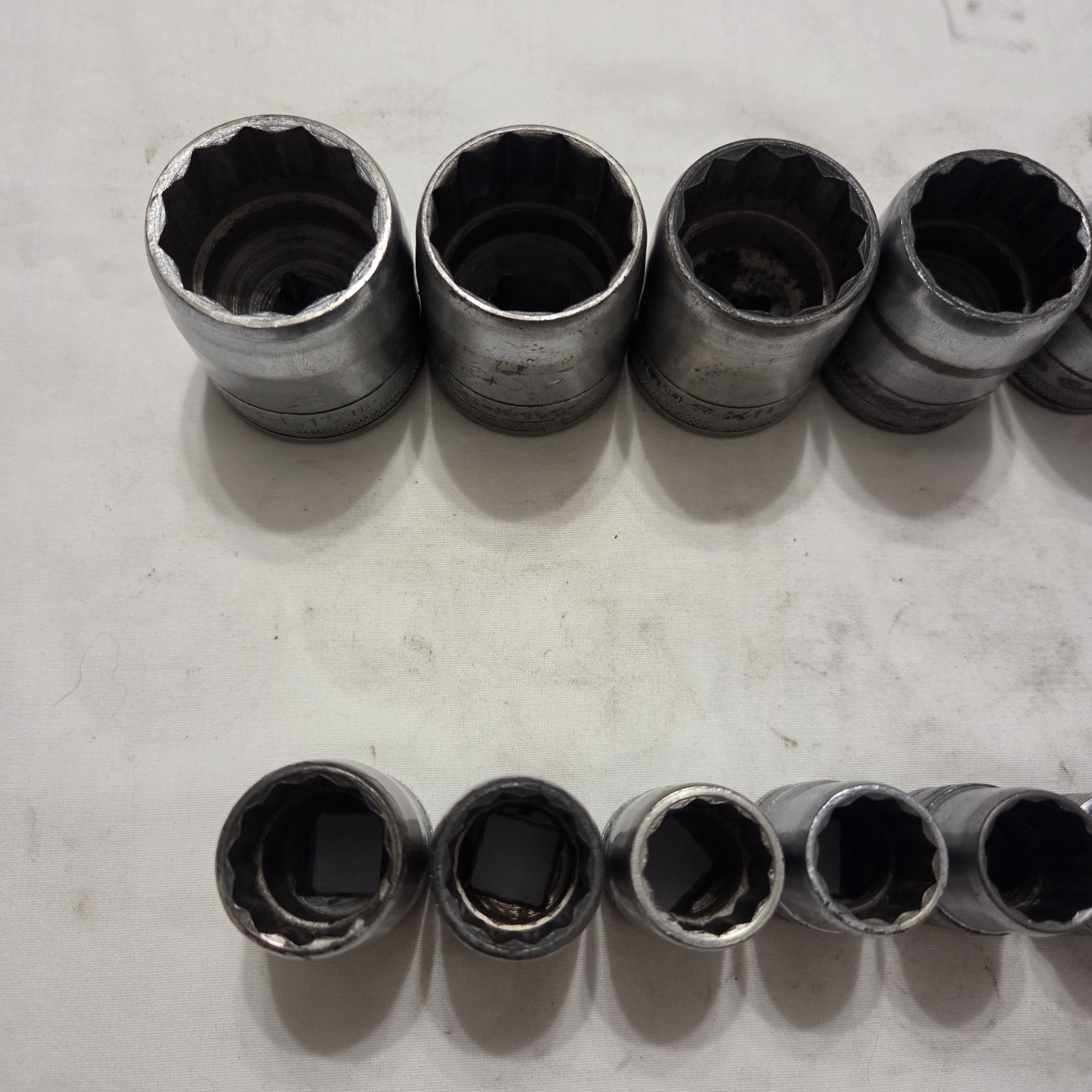 Vintage SK Tools 14pc 7/16″ – 1-3/16″ 12pt SAE Socket Set 1/2″ Drive Made In USA