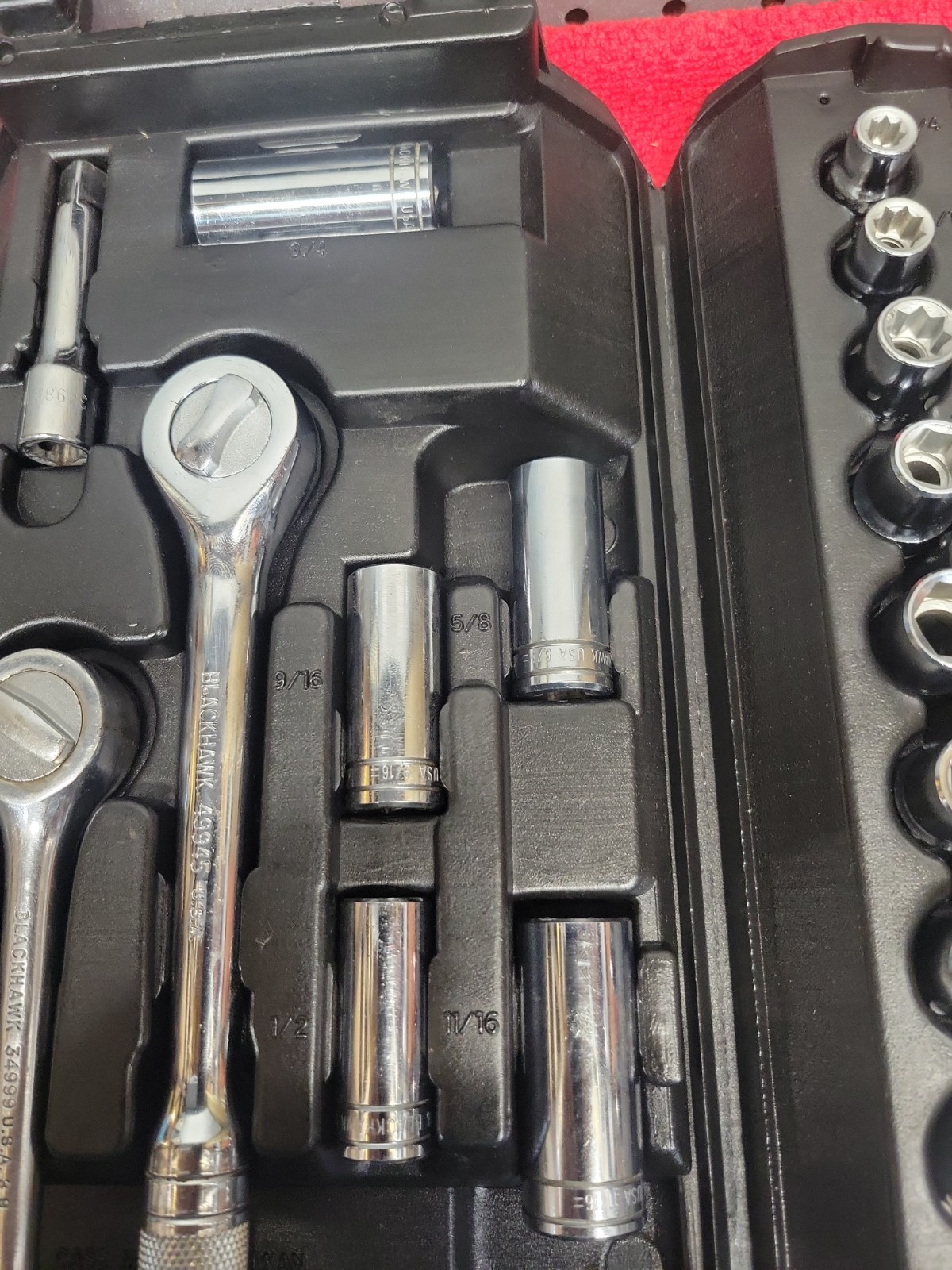 BLACKHAWK TOOLS METRIC & SAE 62 PC SOCKET SET W/CASE VTG USA 🇺🇸