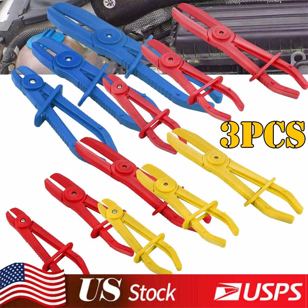 3Pcs Hose Clamp Set Pinch Off Pliers Brake Fuel Hose Gas Lines Radiator Tool Set
