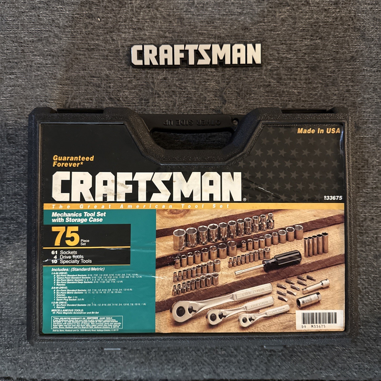 Craftsman 33675 – 75pc Metric & SAE Socket Set 1/4″ 3/8″ 1/2″ MADE IN USA