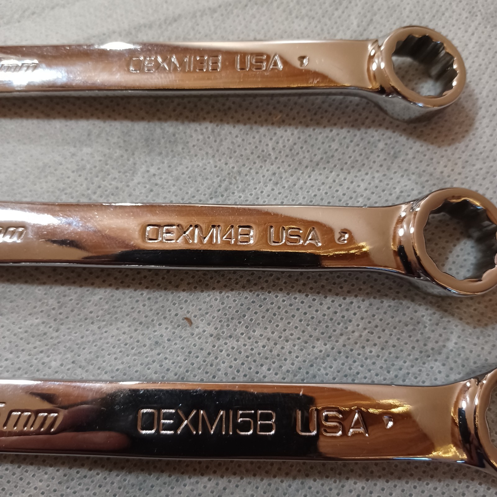 Lot Of 3 Snap-On Tools Metric Combination Wrenches 13mm 14mm & 15mm ~ Chrome