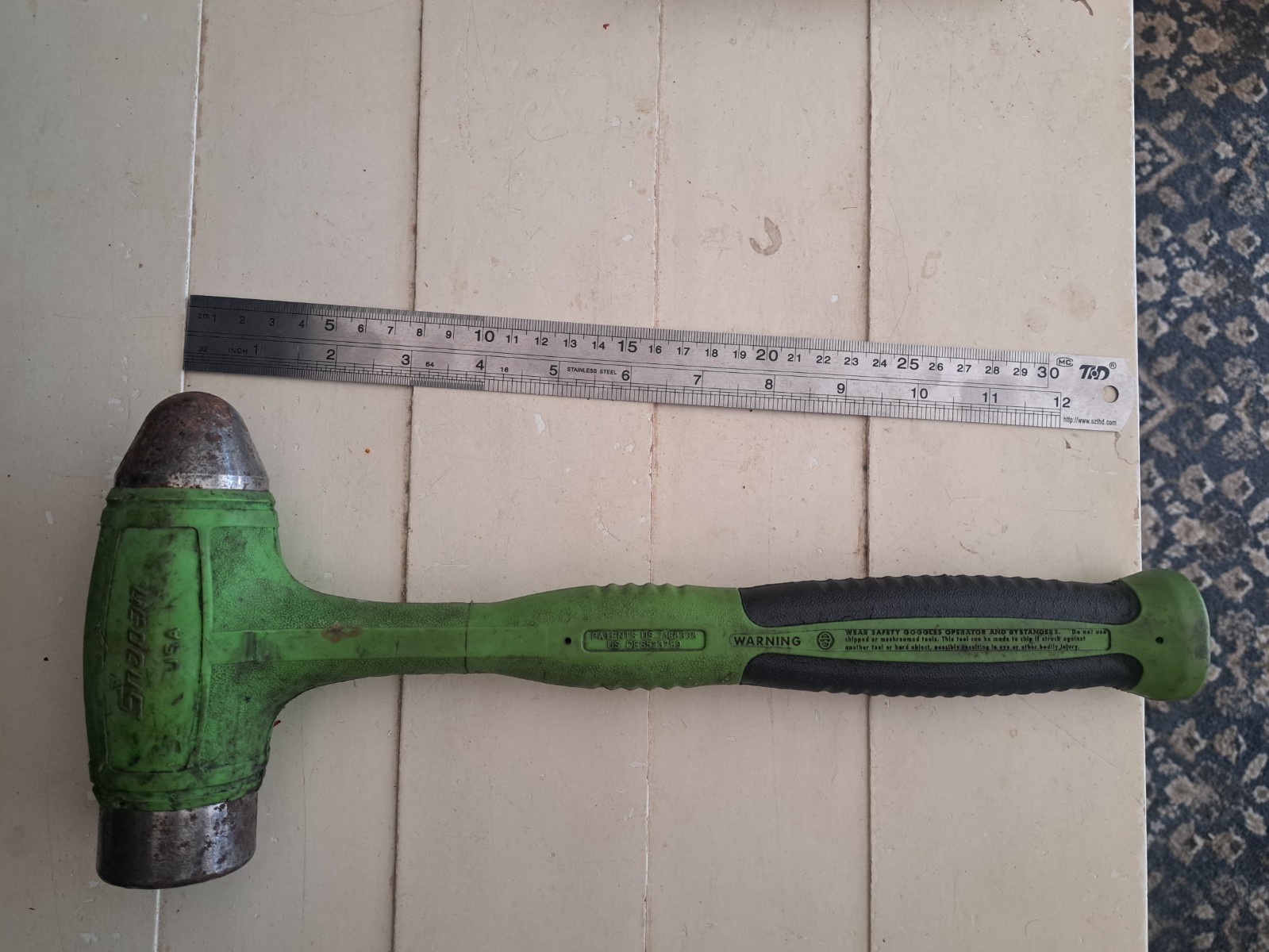 Snap-on Tools USA 32oz / 900g GREEN Soft Grip Steel Dead Blow Hammer HBBD32