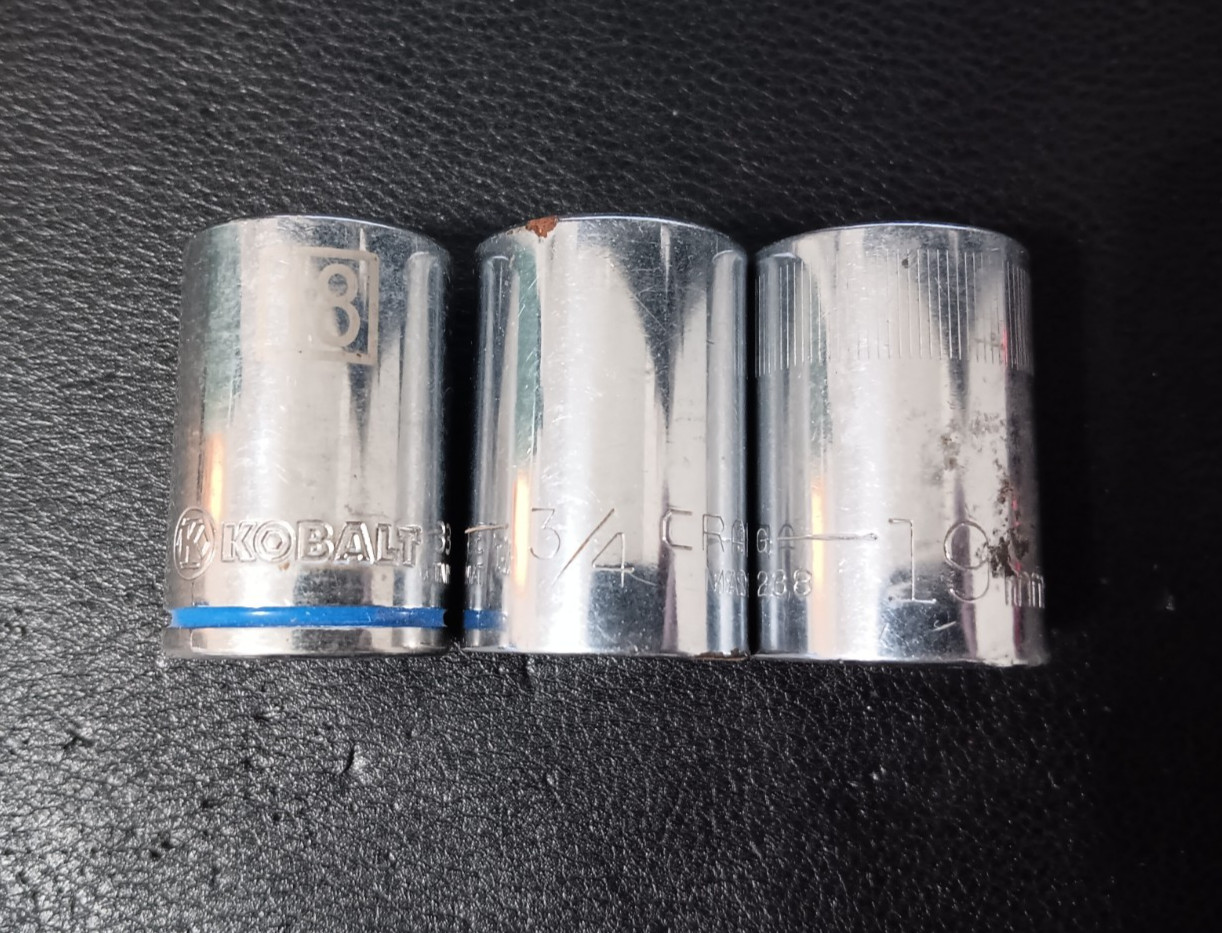 3 Sockets 12 Point 1/2″ Drive -G- Craftsman 3/4″ 47508 19mm 44238 + Kobalt 18mm
