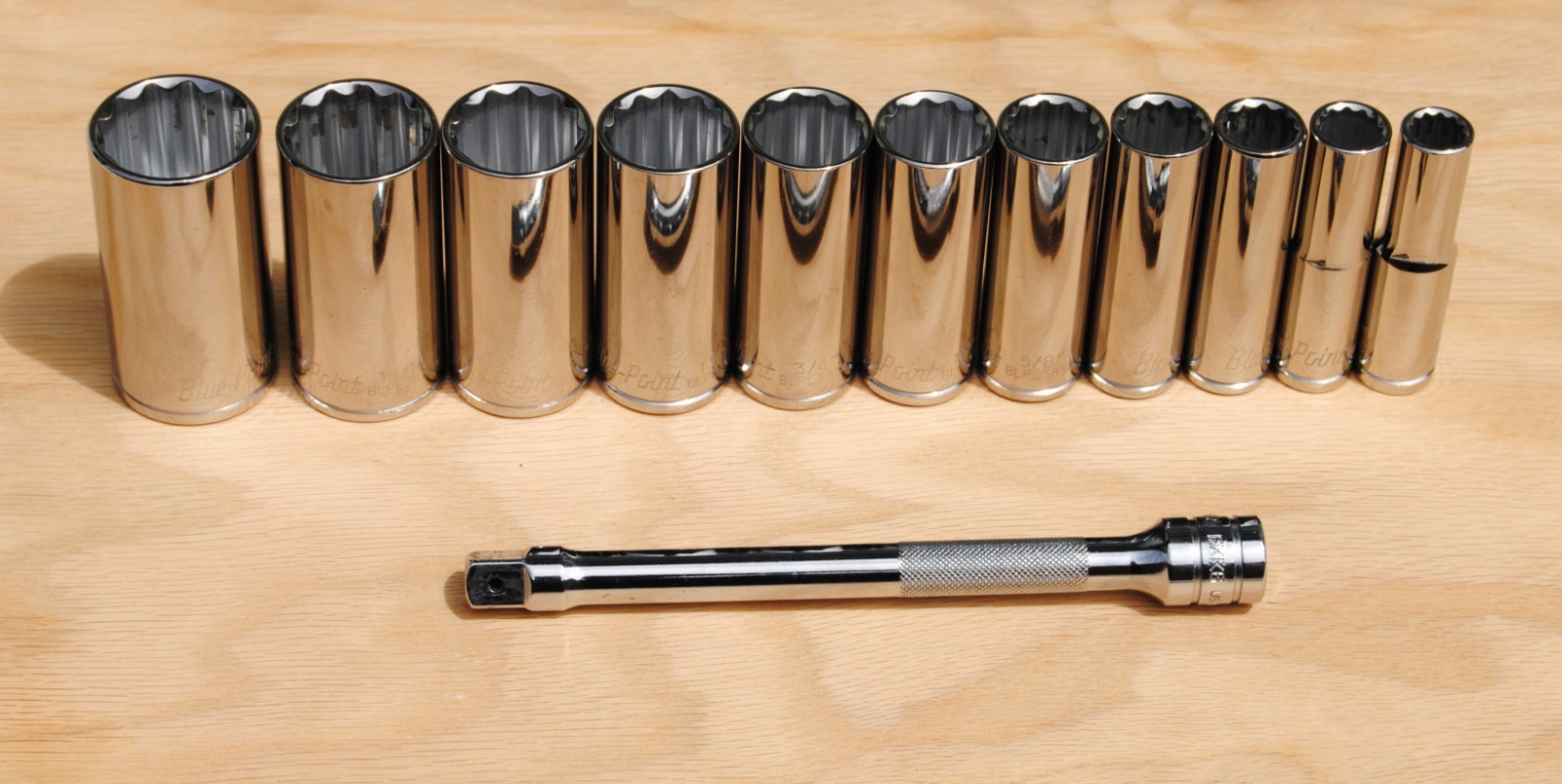 Blue-Point Tools 3/8″ Drive Deep Chrome 12-Point SAE 3/8” – 1″ Socket Set (11pc)