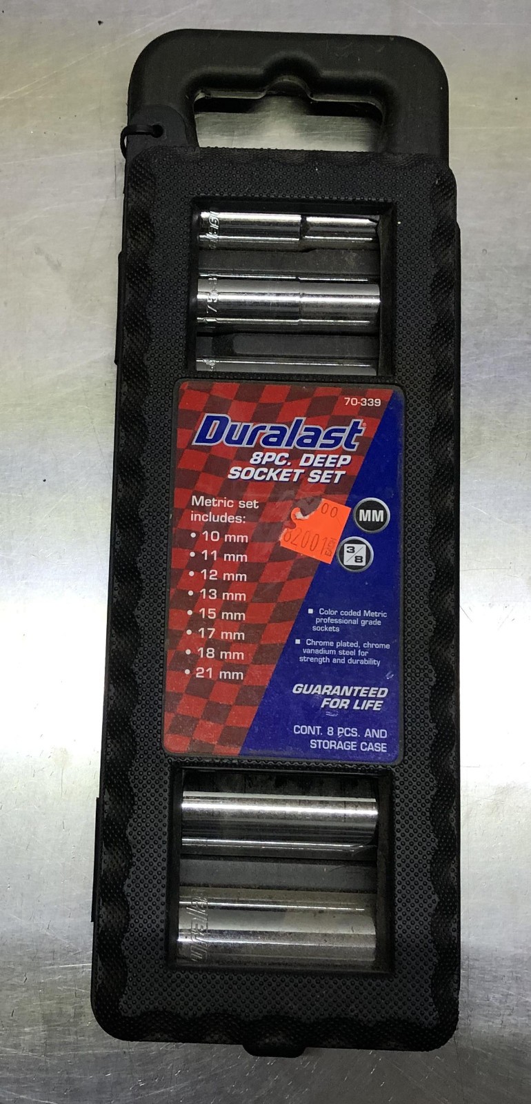 Duralast 8pc Deep Well Metric Socket Set 6pt 3/8″ Drive 10mm-21mm