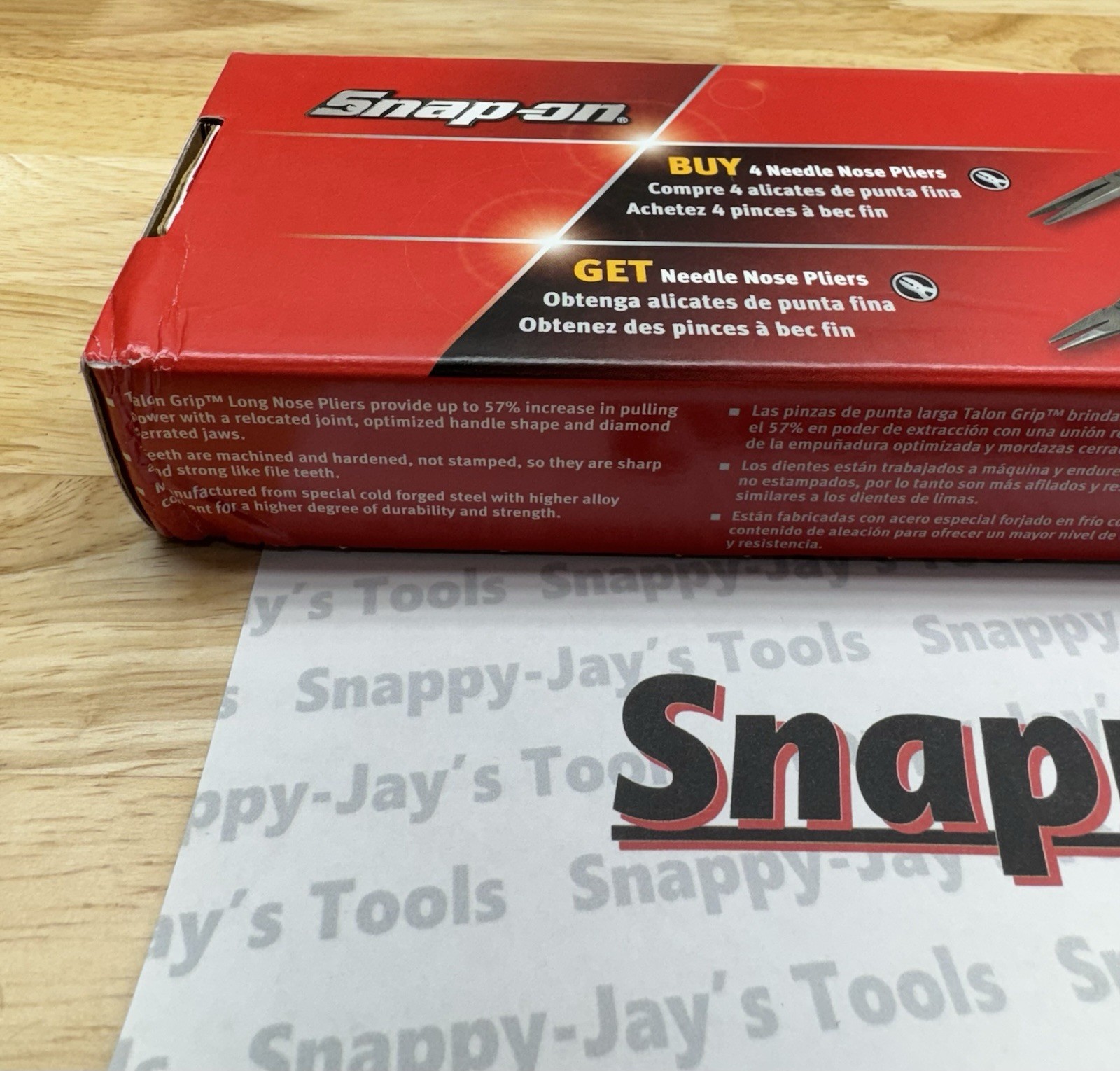 Snap-on Tools USA NEW 5pc RED Talon Grip Needle Nose Plier Set LONGNOSE5R