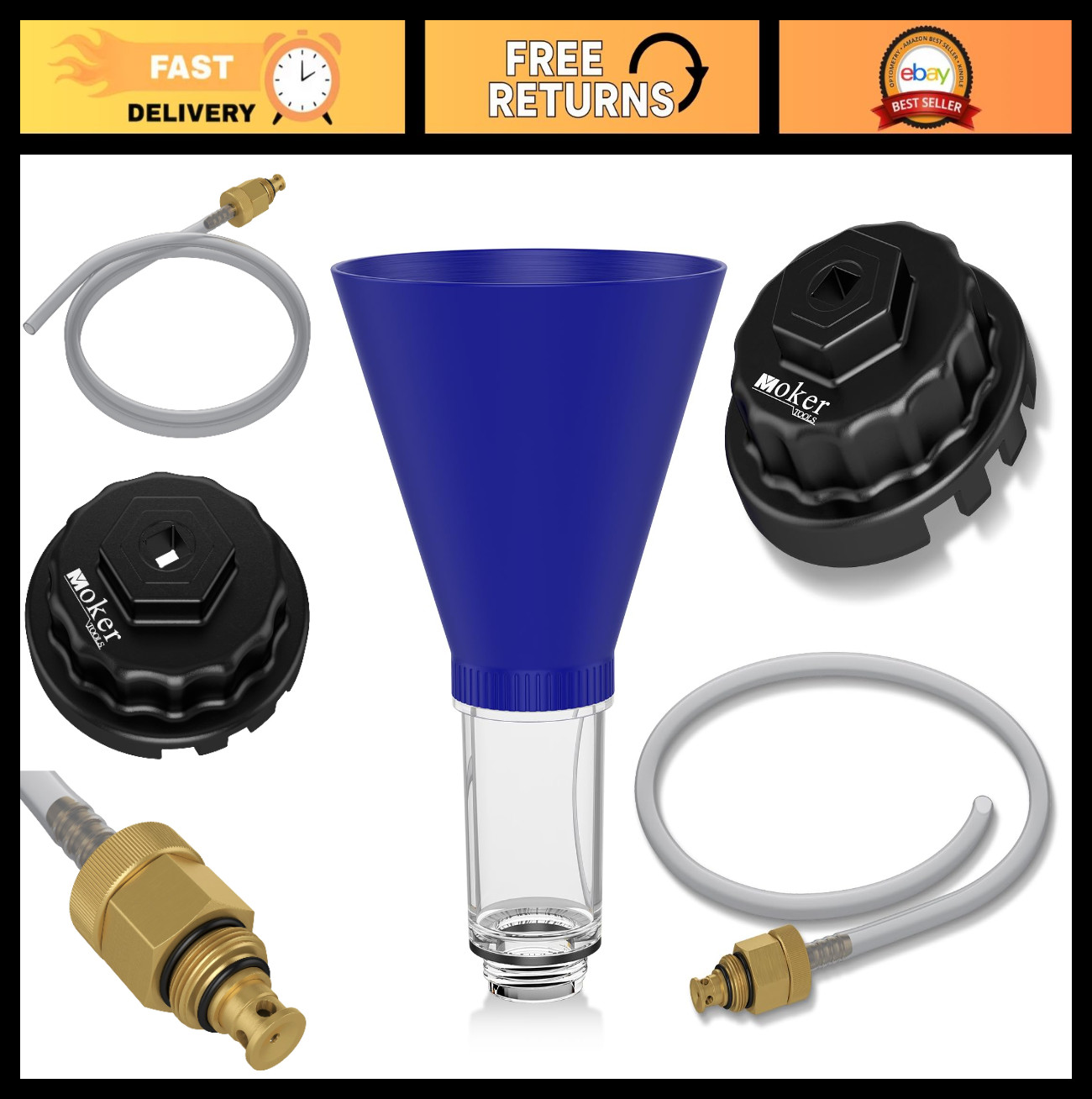 Oil Filter Wrench Set with Drain Hose & Funnel for Toyota Lexus 2.0L-5.7L Engine