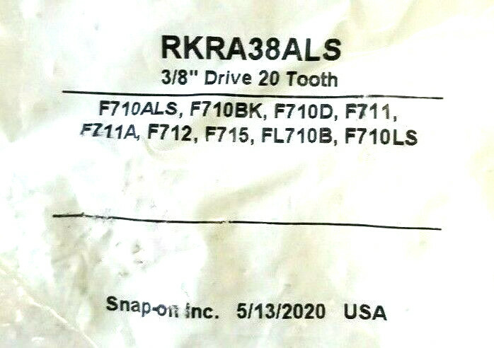 Snap-on ® RKRA38ALS 3/8″ Drive 20 Tooth Ratchet Repair Kit F712 F715 FL710B New