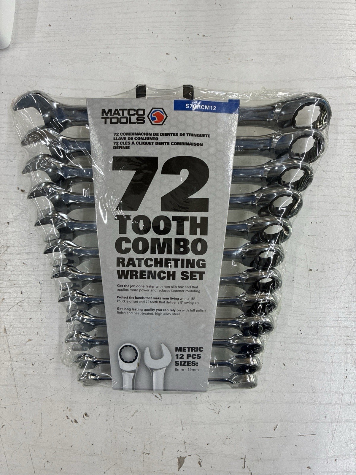 Matco Tools 72 Tooth Combo Flex Head Ratcheting Wrench Set Metric S7GRFM16