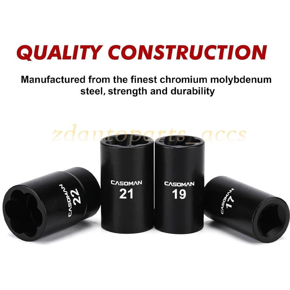 ABN Twist Socket Set Lug Nut Remover Extractor Tool- 5PC 1/2″Dr.Twist Socket Set