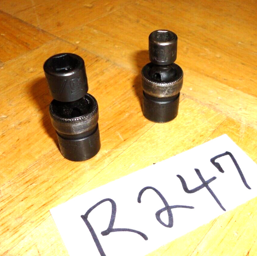 SNAP-ON TOOLS 2 PIECE 1/4 DRIVE SWIVEL IMPACT SOCKETS 1 USED 1/4 AND 1 NEW 5/16