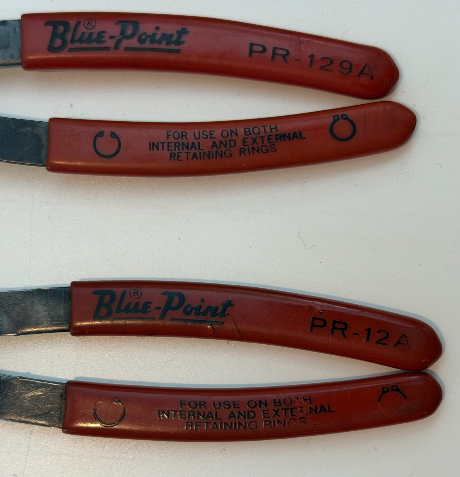 Blue Point Snap Ring Pliers Set of 4 PR 12A, PR 34A, PR 129A, PR 349A CLEAN