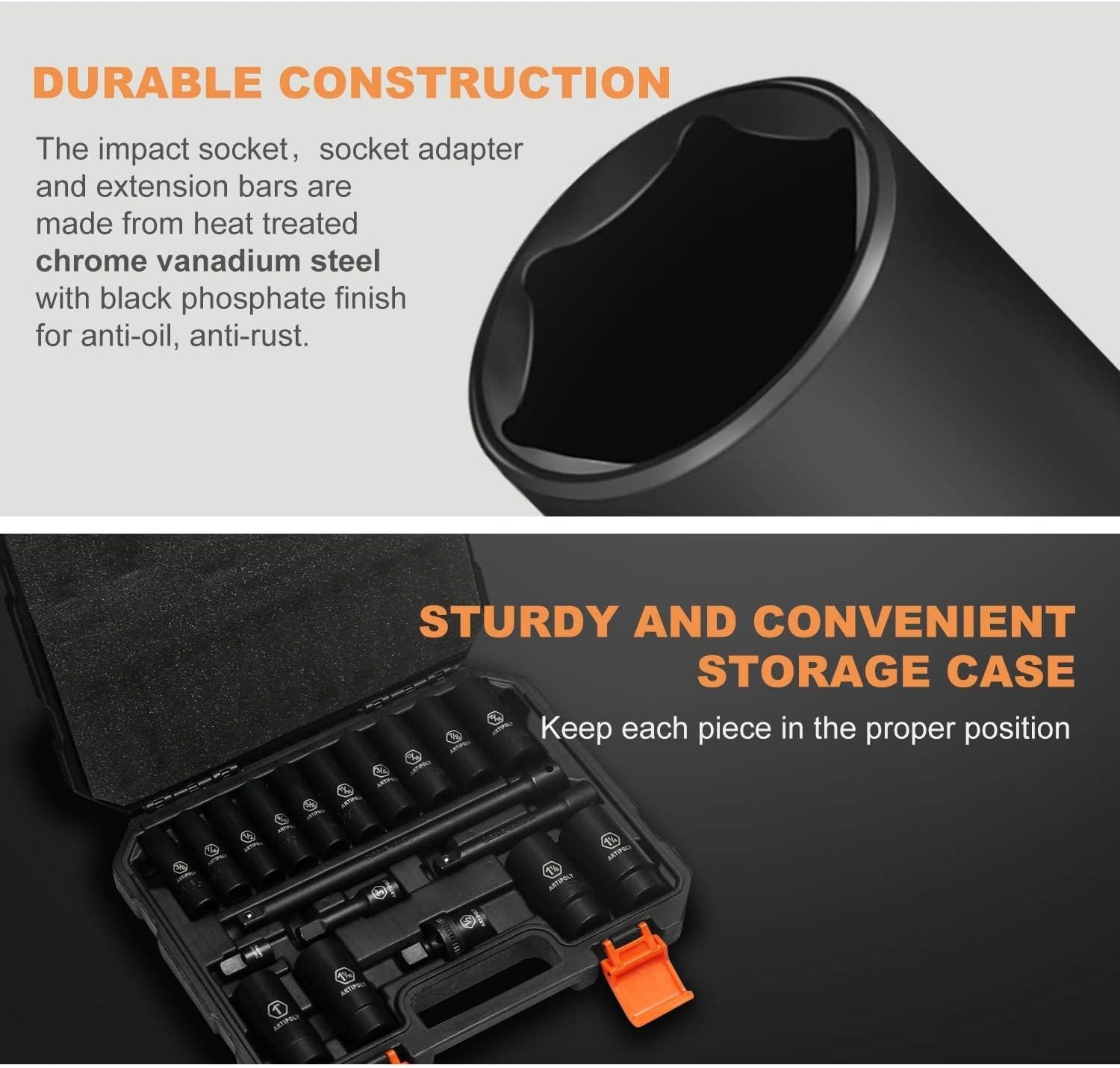 Professional 6-Point SAE Deep Impact Socket Set