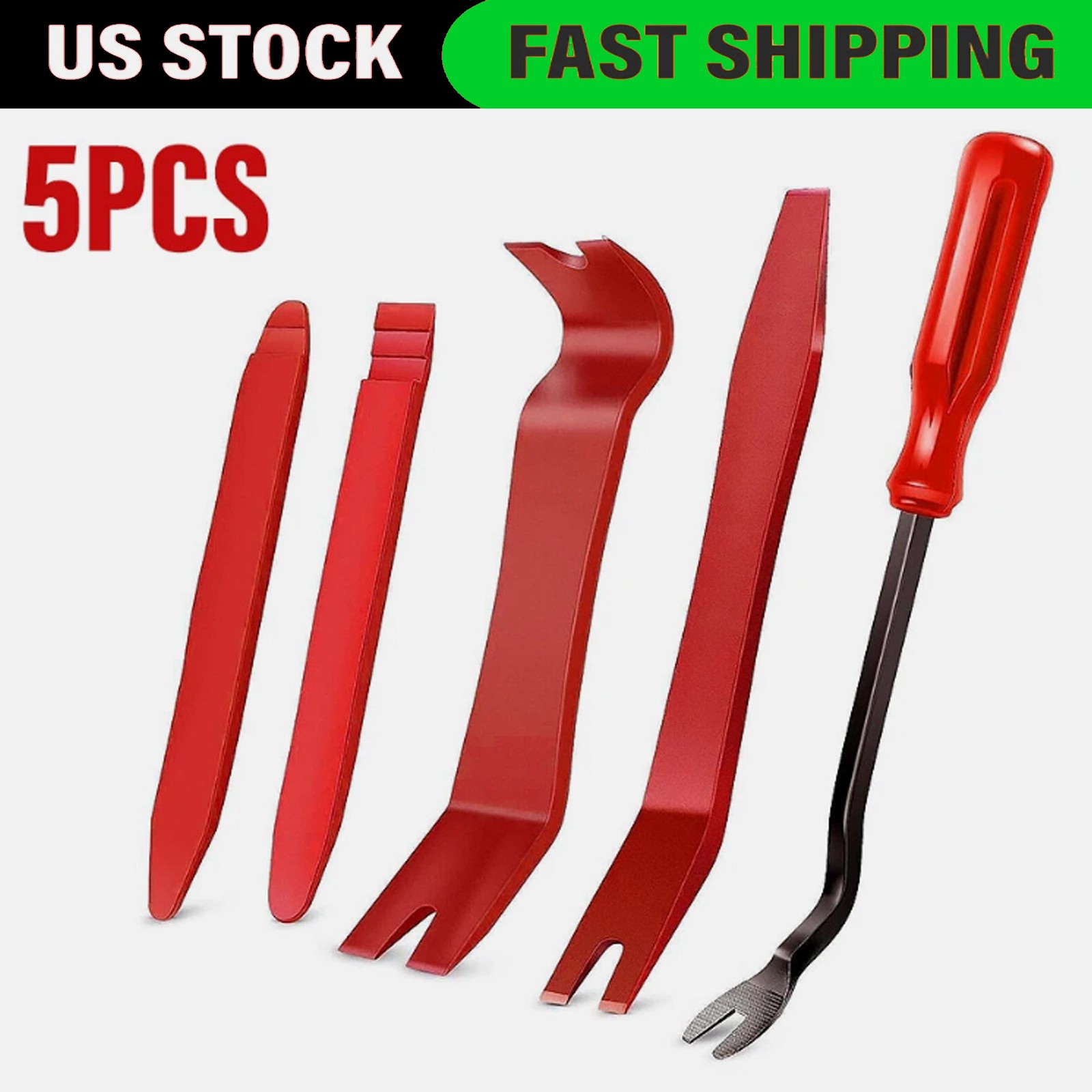 5Pcs Car Trim Removal Tool Set Hand Tools Pry Bar Panel Door Interior Clip Kit