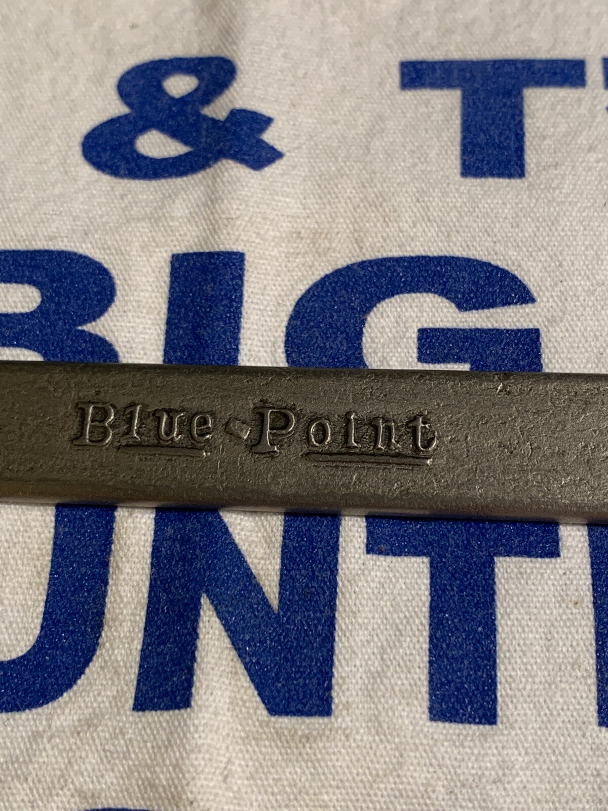 Vintage Embossed Blue Point 1/2″ x 7/16″ Thin Open End Wrench T1614