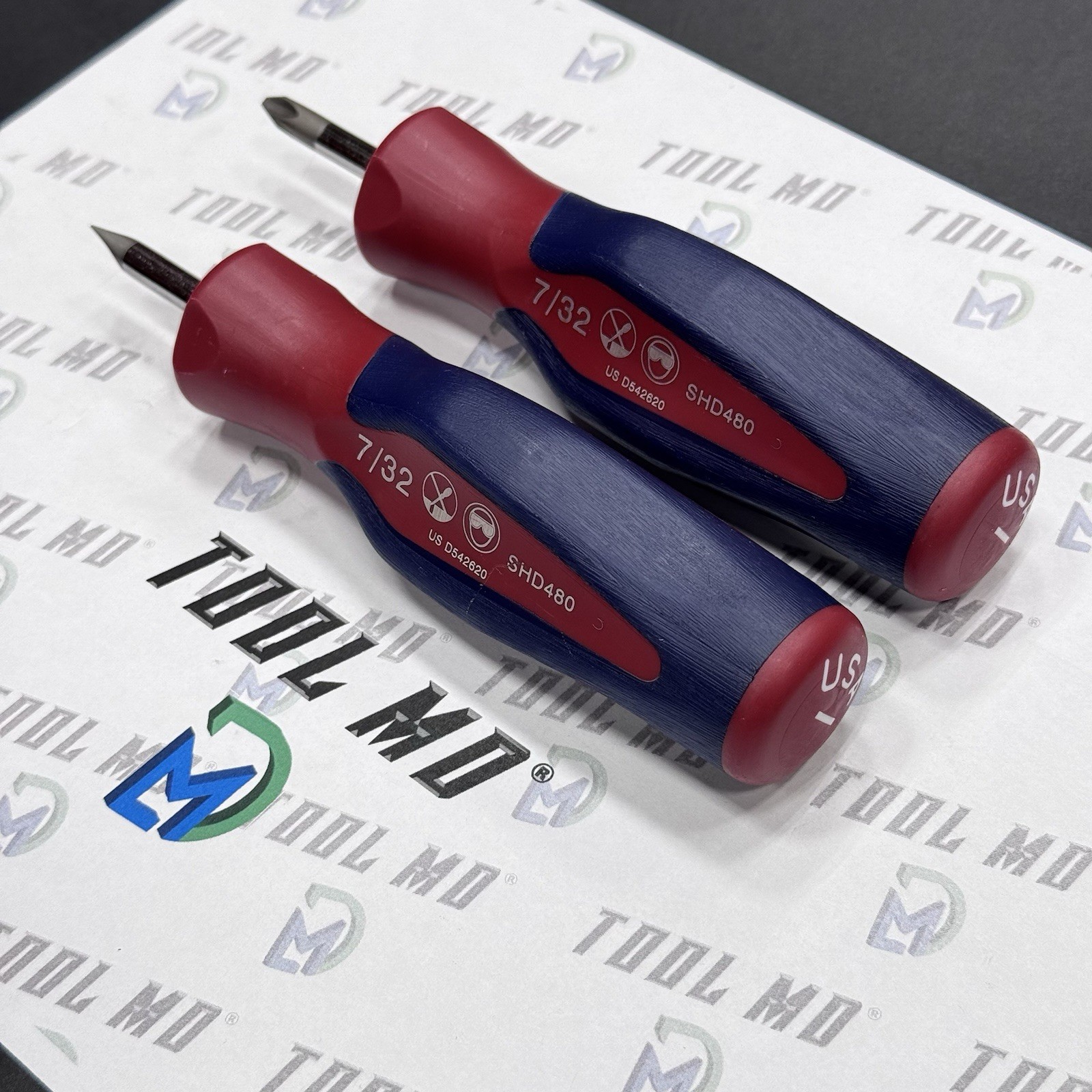 Snap-on Tools USA Used RED WHITE & BLUE Hard Grip STUBBY Screwdrivers SHDP22IRA