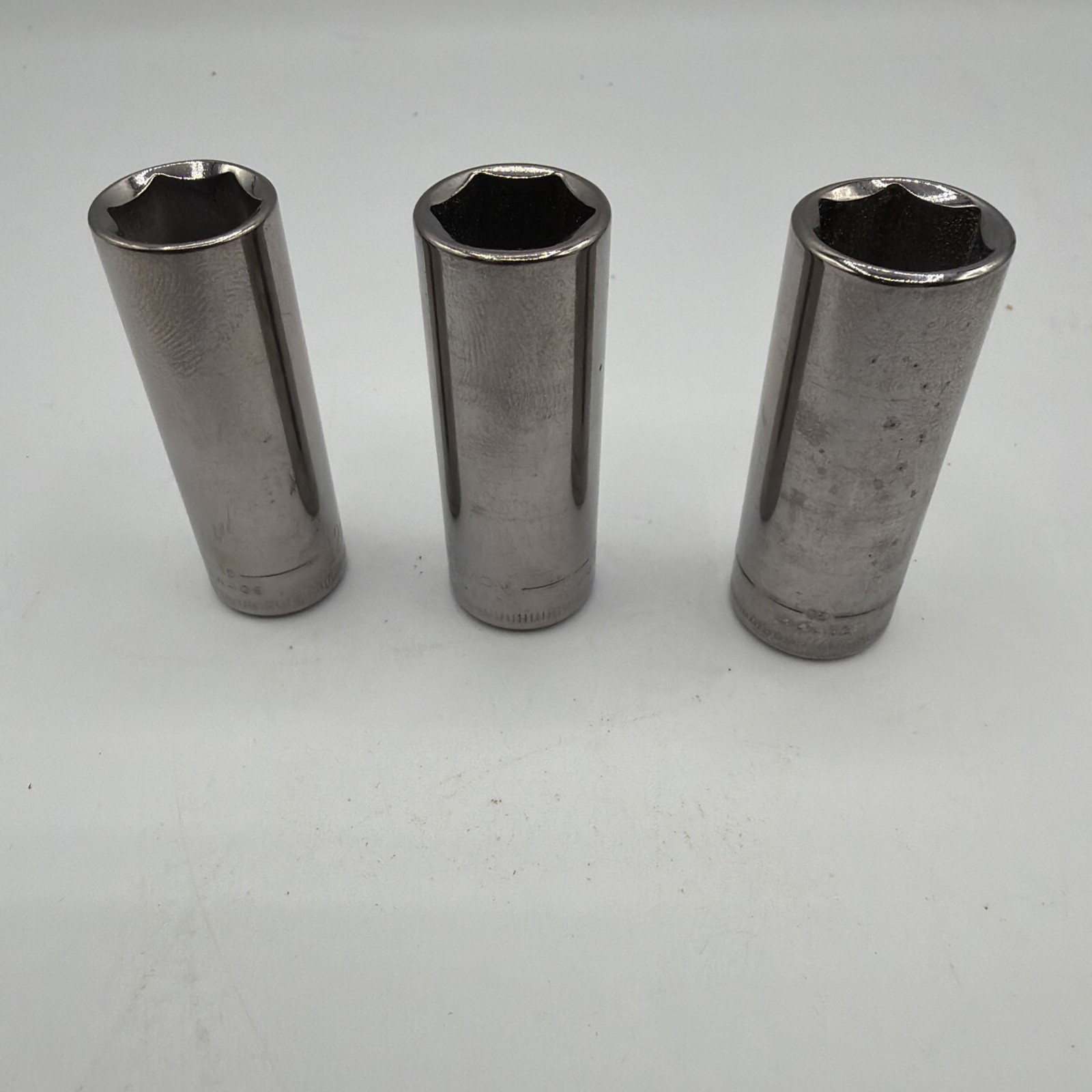 Craftsman 12mm, 13mm, 14mm Deep Well 6 Pt Sockets Inverted G1 3 Pcs 1/4″ Drive