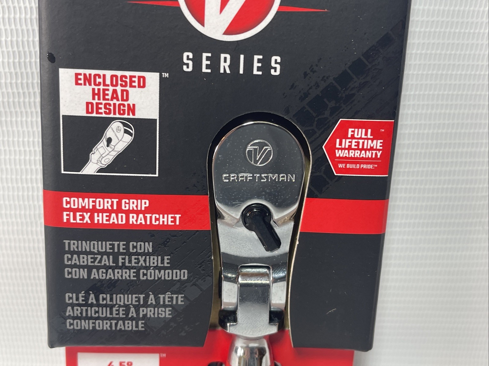 Craftsman V-SERIES Ratchet, 1/4 Inch Drive, 80-Tooth, Flexible Head Comfort Grip