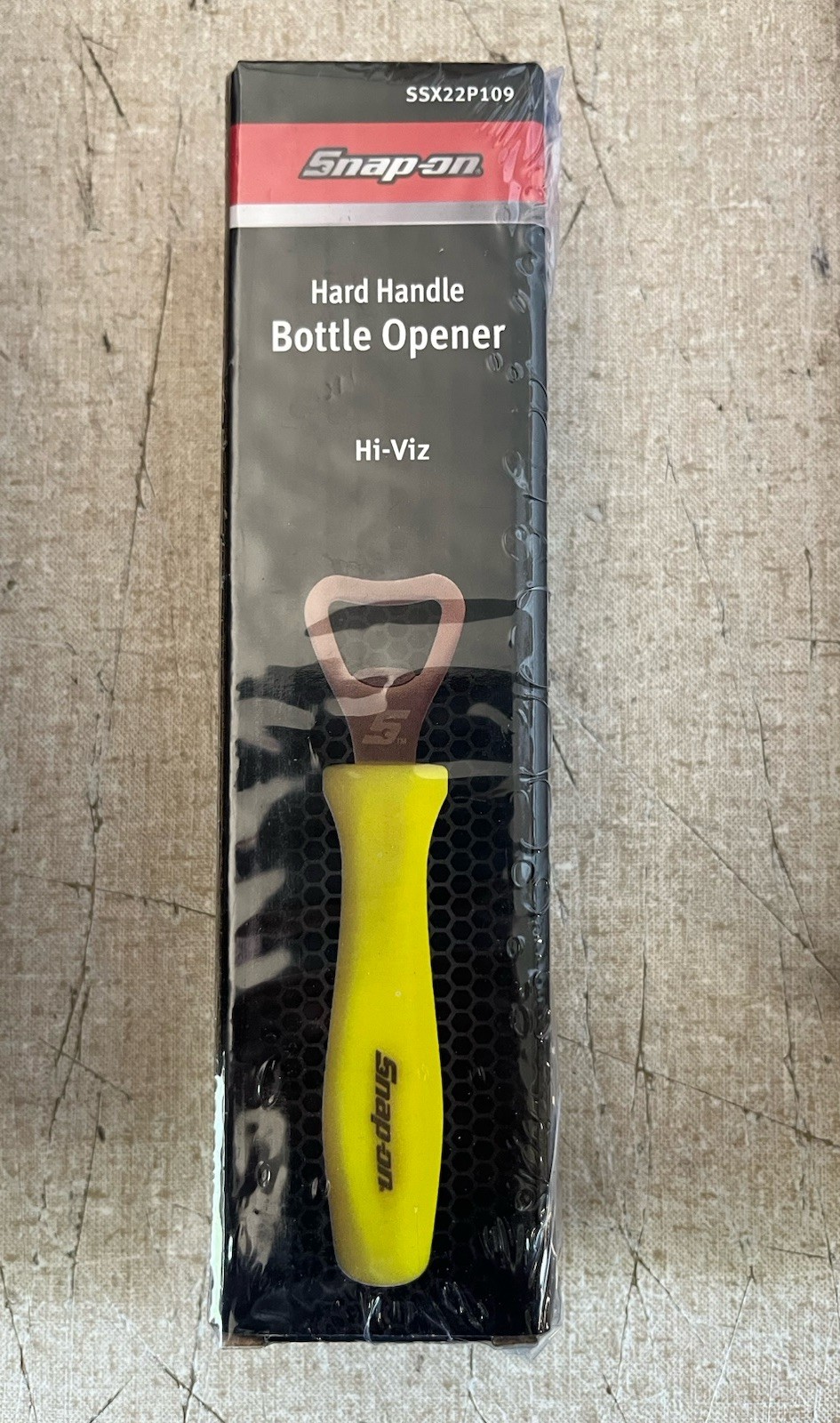 Official Snap On Hard Handle Bottle Opener Hi Viz Yellow Plastic SSX22P109